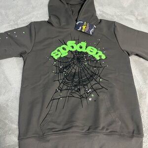 Spider Grey and Green Hoodie Open